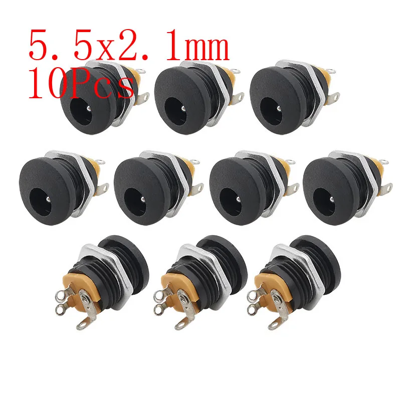 10Pcs 12V 5.5x2.1mm Plugs Jack DC Connectors 5.5*2.1mm DC Power