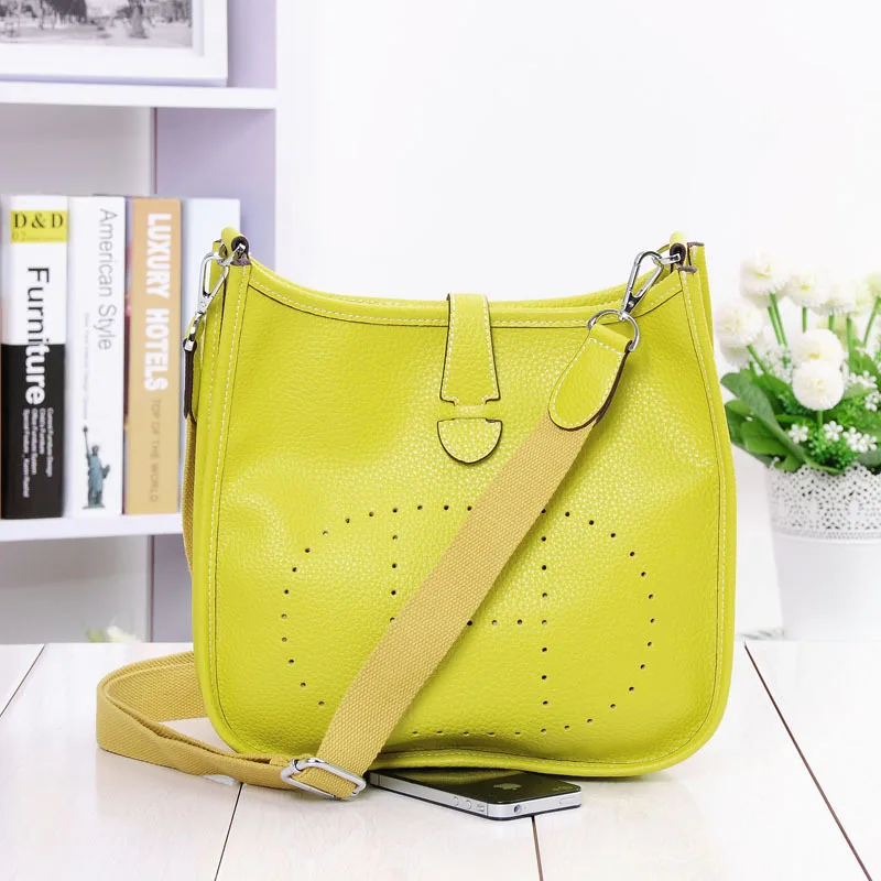 Lemon yellow28CM Новые сумки из натуральной кожи женские сумки-мессенджеры Дизайнерские повседневные женские сумки через плечо - Color: Lemon yellow28CM
