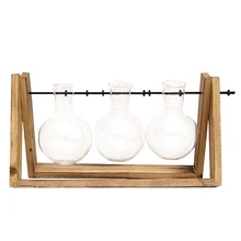 Контейнер-держатель декоративная стеклянная ваза Выращивание растений методом гидропоники из цельного дерева простая винтажная лампа-плантатор подарок поворотный офисный домашний стенд