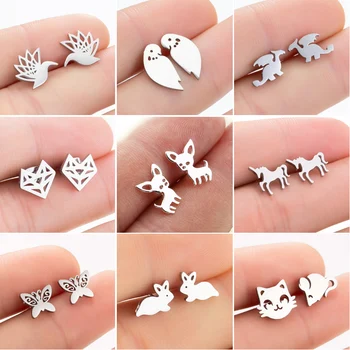 

SMJEL Cute Animal Earrings for Women pendientes Fashion Jewelry Earings Dog Butterfly Fox Mouse Earring Party Gift
