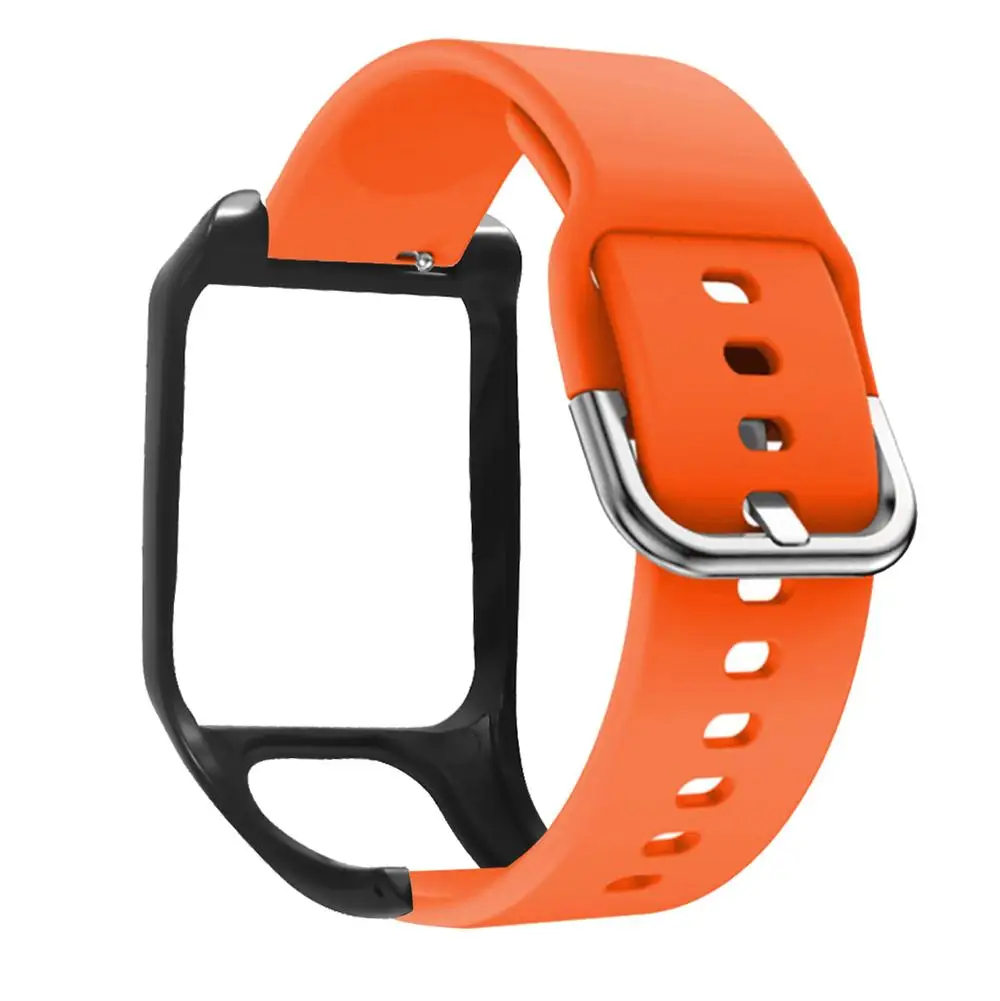 FIFATA красочные силиконовые часы ремешок для Tomtom Runner 3 для Tomtom Adventure умные спортивные часы сменный Браслет аксессуары - Цвет: Black Orange