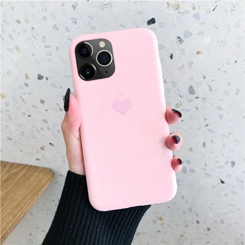 Pink Чехол карамельного цвета для iphone 11 Pro XR XS X Xs Max 7 8 6 6s Plus чехол Роскошный чехол для телефона с сердечком Мягкий ТПУ силиконовый чехол - Цвет: Pink