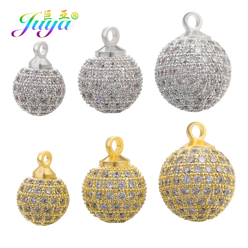 Cubic Zirconia Ball Beads Charms Wholesale Handmade 8 10 12mm Metal
