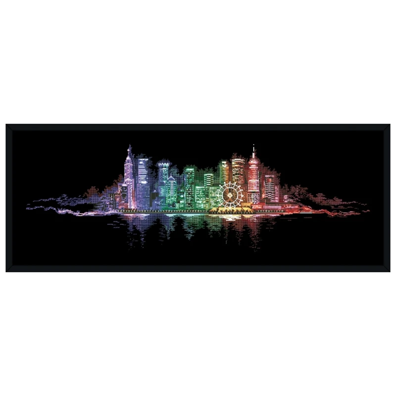 Hong Kong night cross stitch package sets aida 18ct 14ct 11ct black cloth kit embroidery DIY handmade needlework