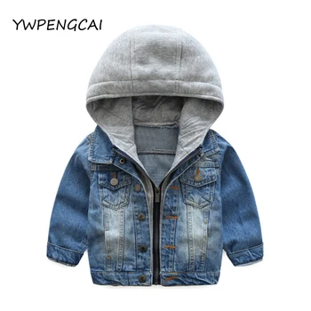 

YWPENGCAI Spring Autumn 2-8 Years Kids Tops Jackets Boys Clothes Casual Denim Jacket All-match Hooded Coat