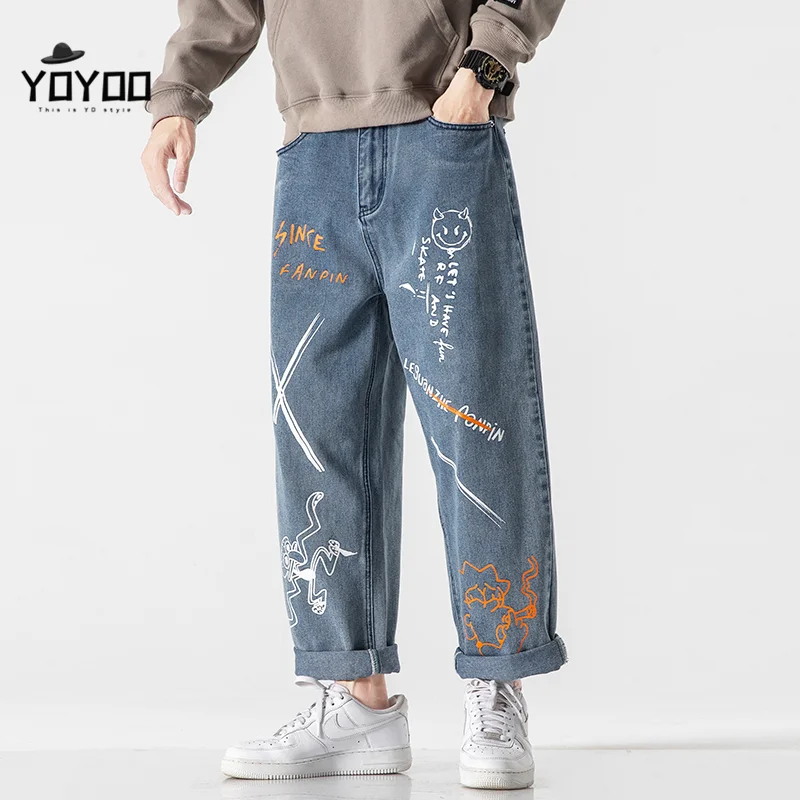 YOYOO Новая Осенняя мужская одежда хлопковые мужские джинсы оверсайз уличные