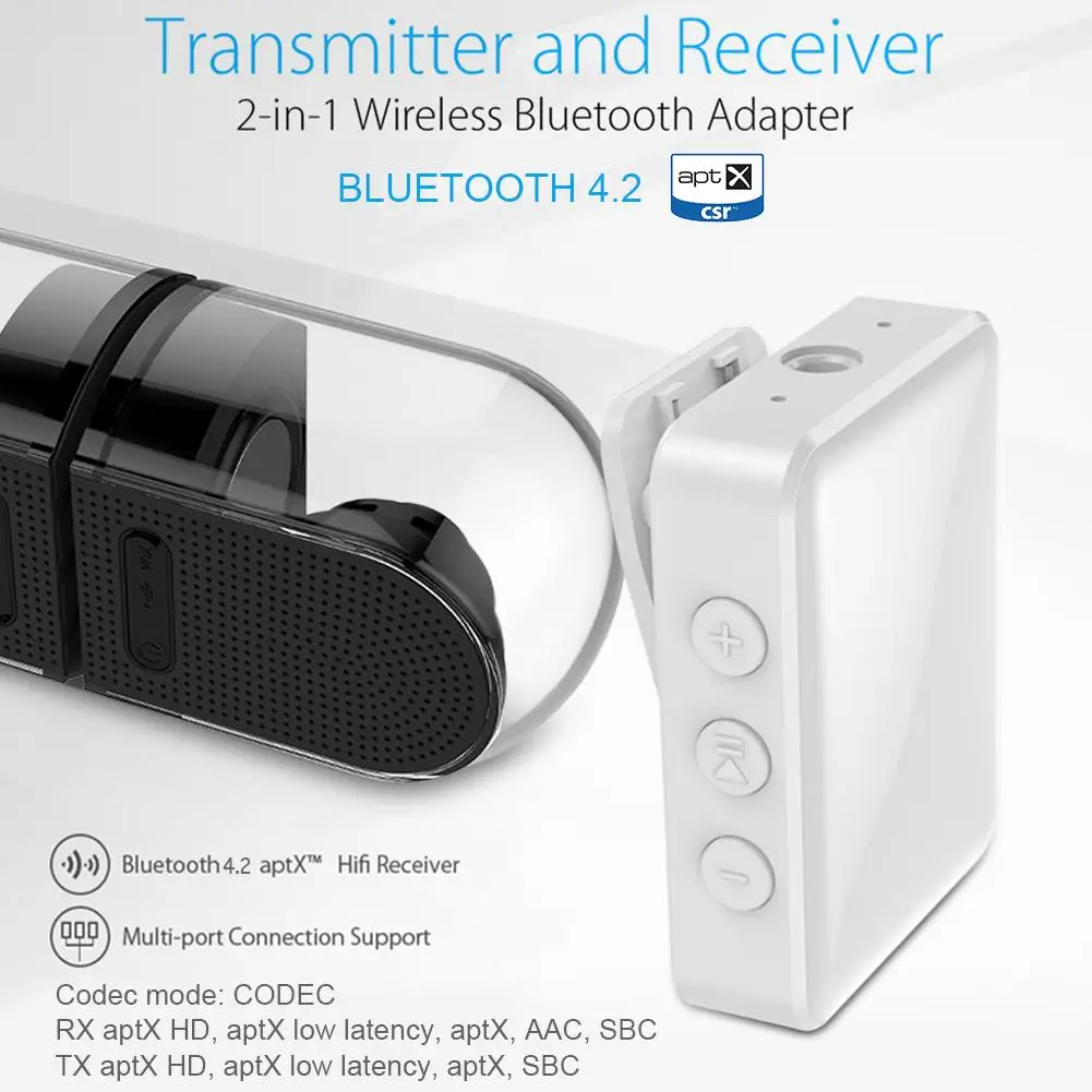 2-в-1 Bluetooth Беспроводной аудио передатчик приемник 4,2 адаптер ТВ автомобиль музыкальный приемник компактный и изысканный высокое качество