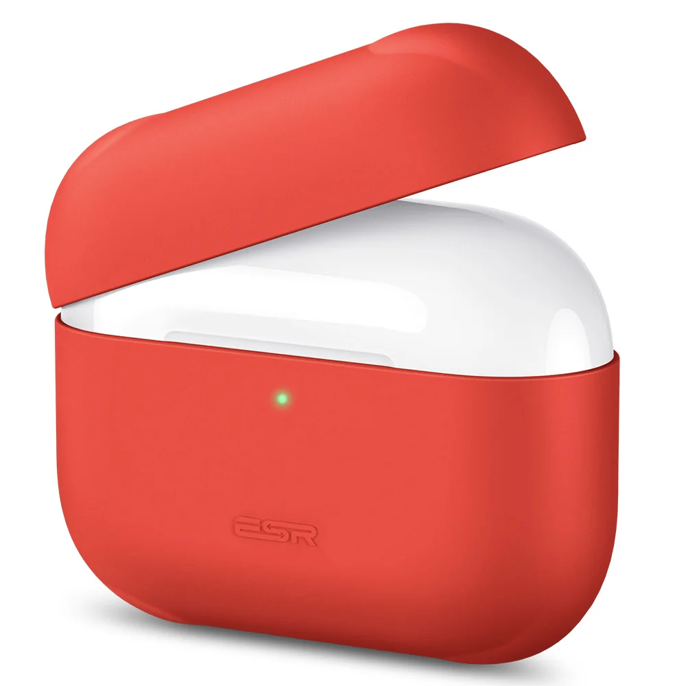 Красный ESR AirPods Pro чехол противоударный защитный силиконовый чехол для AirPods 3 чехол для зарядки яркие цвета черный белый розовый беспроводной - Цвет: Красный
