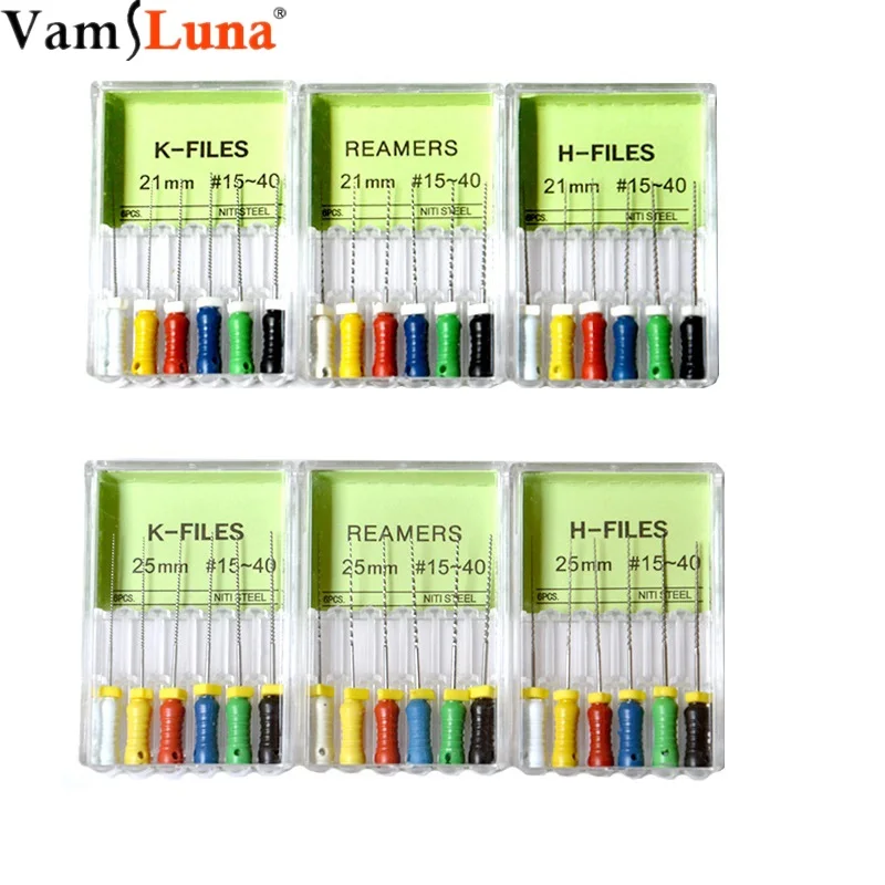 

Dental Root Canal K-files & REAMERS & H-FILES Stainless Steel Material 21MM & 25MM-#15-40 Vamsluna 21MM,25MM FDA,CE 0.03KG