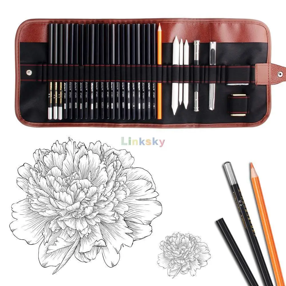 20 Pcs Professional Drawing Pencil Kit Marie's Sketch Pencil Set Charcoal  Crayon Drawing Artist Toolspencil Artist Tools Free Shipping 