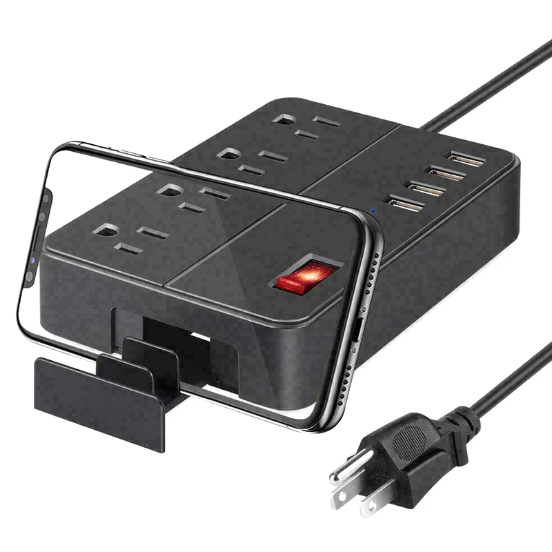 

Power Strip Extension Cord Surge Protector Portable US with 4 USB Ports for Home LB88