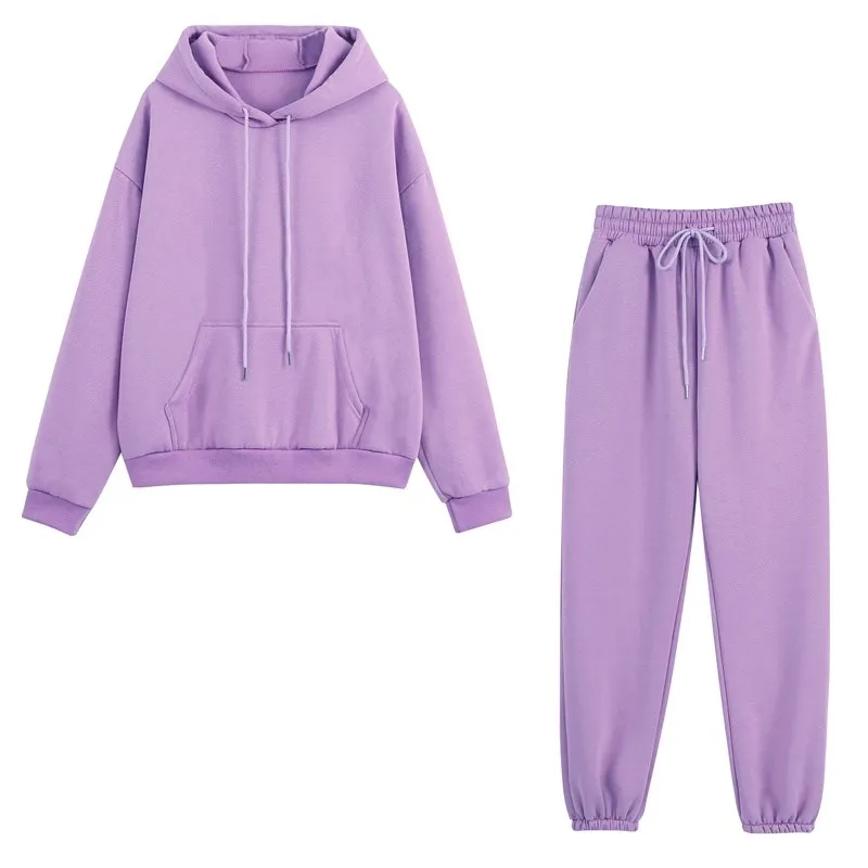 

Autumn Women Hoodies Tracksuits Fashion Fleece Hooded Sweatshirt Two Pieces Set Casual Long Sleeve Solid Hoodie Sport Pants Suit