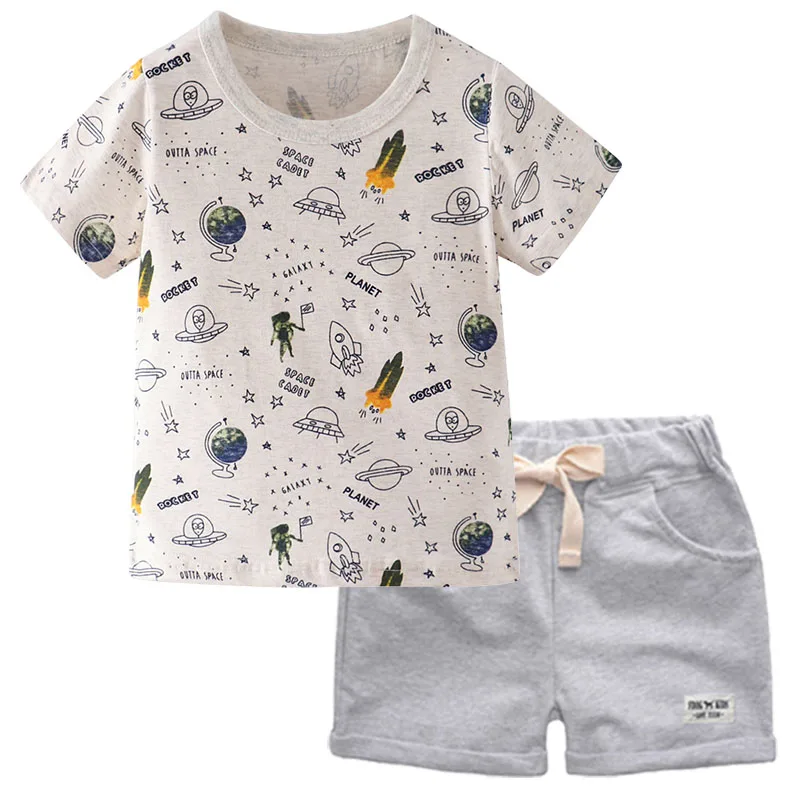 BINIDUCKLING Летняя мода для мальчиков детская одежда футболка + шорты o образный вырез