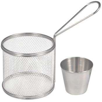 

4Pcs Of Set Mini Round Fries Basket Oil Strainer French Fries Chef Kitchen Basket Frying Net Colander Kitchen Accessories