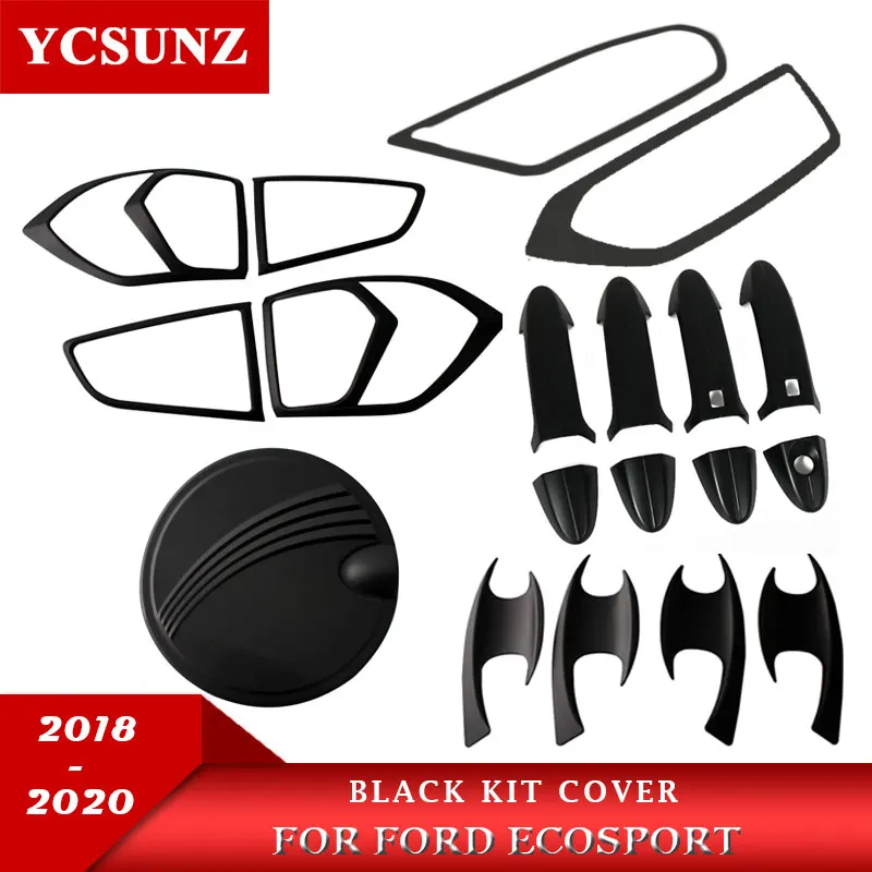 

Chrome Black fuel kit cover head light Tail Light Surround Trim door handle cover parts For FORD ECOSPORT 2018 2019 2020 YCSUNZ