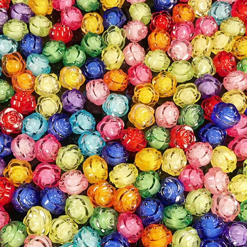 

30Pcs 12mm Acrylic Colorful Transparent Rose Shape Beads in Beads For Children's Manual DIY Necklace Bracelet Accessories