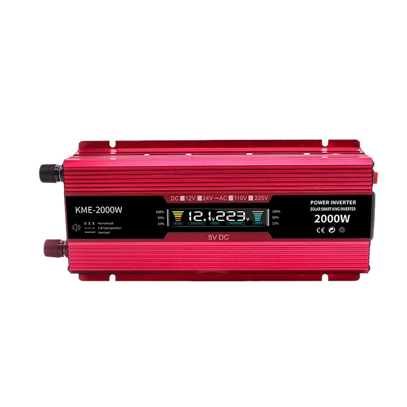 

2000W Inverter with Display LCD Car Inverter Power 12V to 220V Red High Power Inverter