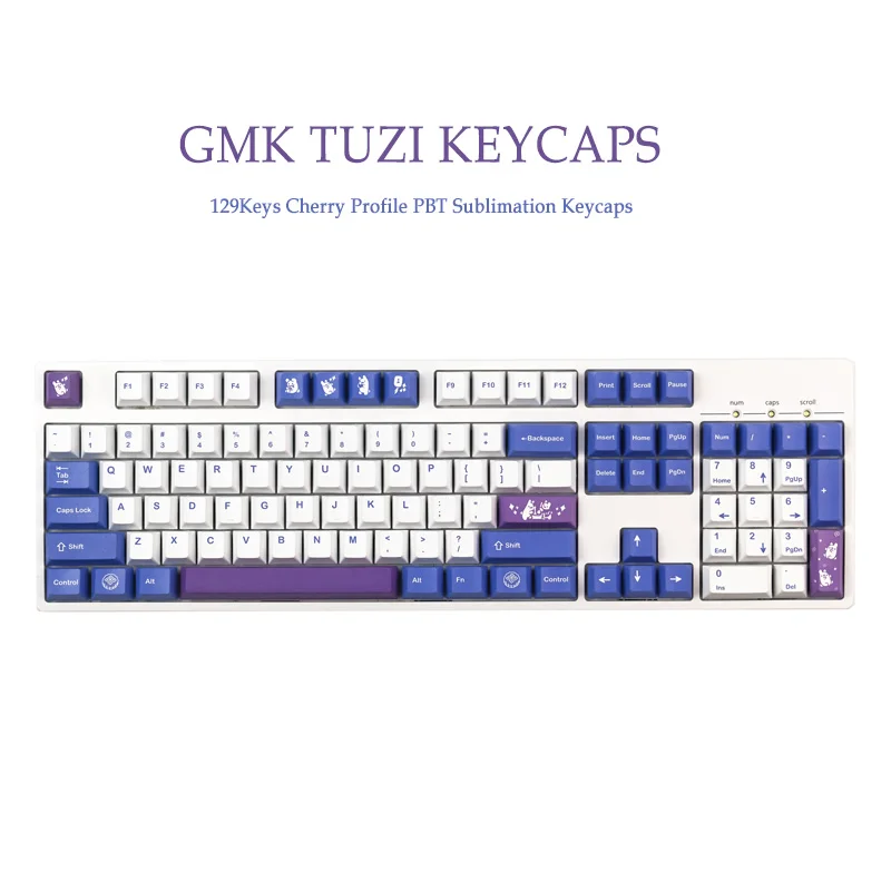 

129 Keys GMK Tuzi Keycaps PBT Sublimation Mechanical Keyboard Keycap Cherry Profile For MX Switch With1.75U 2U Shift