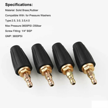 

High Pressure Washer Rotating Turbo Nozzle Spray 1/4" Tip 2.5-4 GPM 3600PSI Compatible With All Petrol And Diesel Pressure Wash