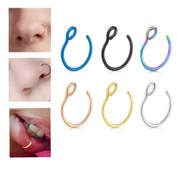 

6 Colors Fake Nose Ring Clip On Nose Ring Faux Nose Ring Fake Piercings Tragus Earrings Simple Nose Ring Jewelry 1pc