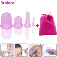 4 шт. силиконовый массажер для лица Набор банок вакуумный массажер для тела чашки целлюлитная терапия Лицо Присоски Комплект тела помощник с мешком