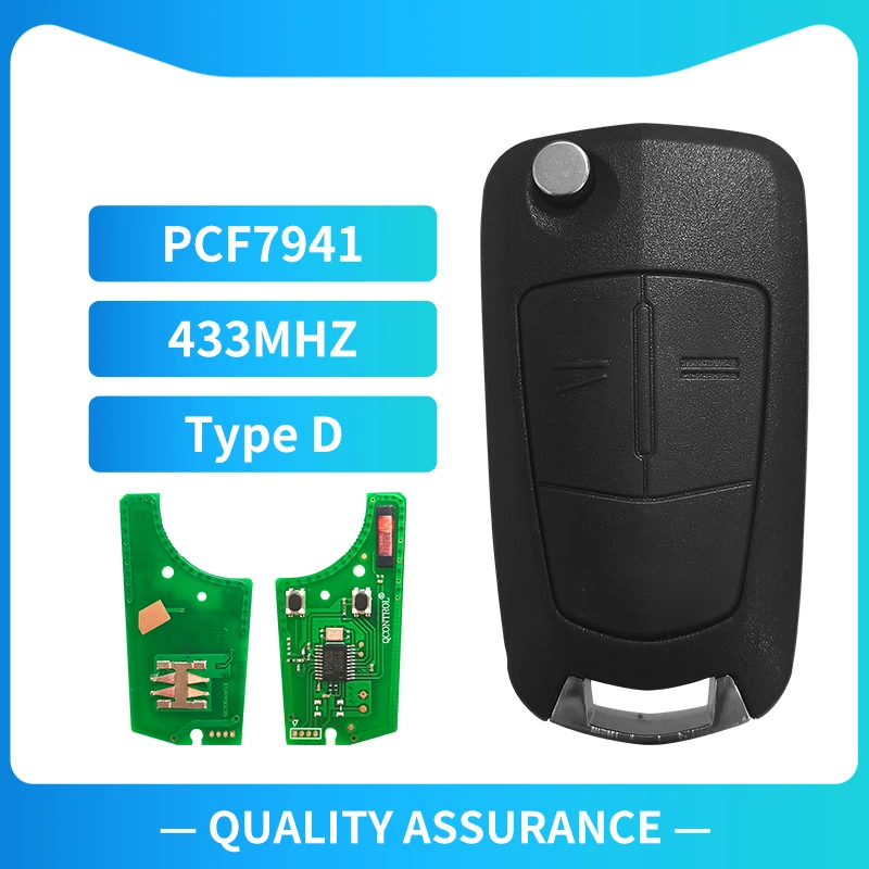 XNRKEY 2 button Flip Folding Remote Car Key FOB for Opel/Vauxhall Opel Corsa D 2007-2012 PCF7941chip 433Mhz