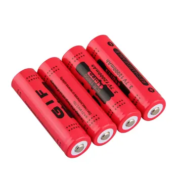 

2 Colors 18650 3.7V 4pcs Rechargeable Li-ion Battery 12000mah for LED Torch Flashlight Red Shell Low Reoccurring Operation