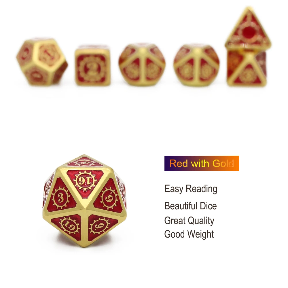 Metal Dice Set with Drawstring Pouch, D4, D6, D8, D10, D %, D12, D20, D20, Dados, Rpg, D Dice