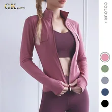 Gymkm, сексуальные женские спортивные пальто для йоги, для тренировок, бега, спортивные куртки, дышащие, для фитнеса, с высокой эластичностью, толстовка на молнии, топы