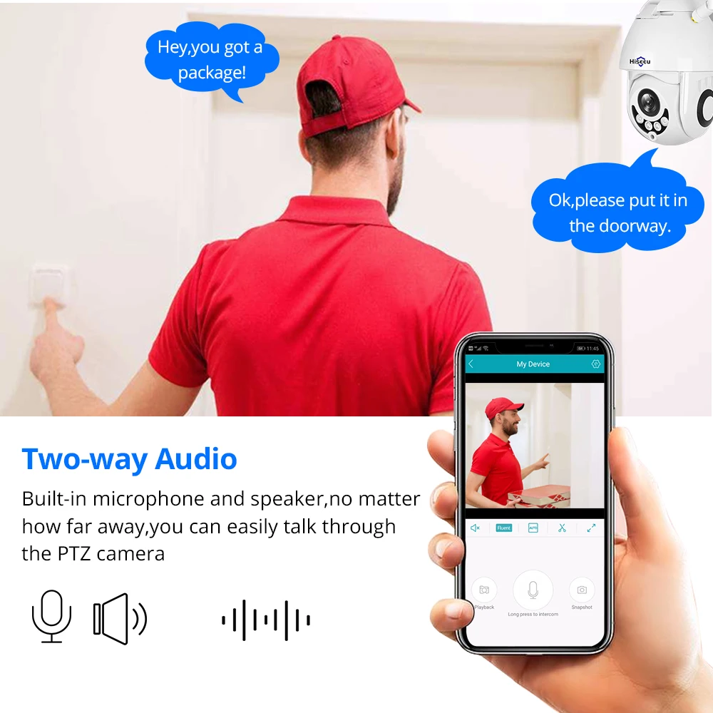 Hiseeu 1080P WiFi IP Камера PTZ 5x оптическая зум скоростная купольная камера наружная