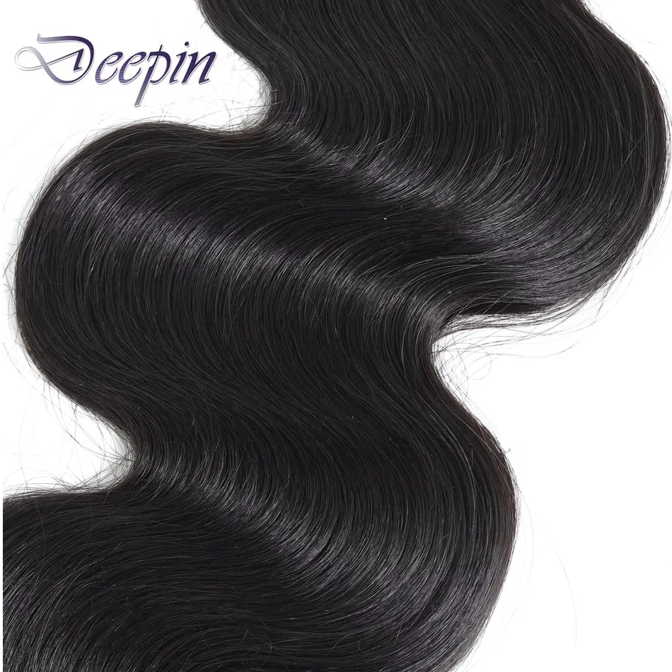 Extensão do Cabelo Onda do Corpo Feixes de Cabelo Deepin Super Dobro Desenhado Peruano Cabelo Cor Natural 100% Humano Virgem 8 Apliques e perucas