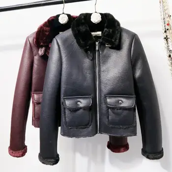 

Autumn winter warm short faux leahter jacket mujer 2019 fashion women biker moto coats ladies zipper turn-down collar outwear