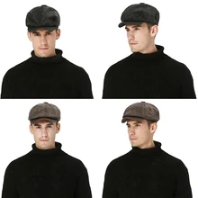 Peaked Cap Striped UV Protection Cotton Linen Flat Newsboy Painters Driving Hat Golf Caps Outdoor Headwear AHPU