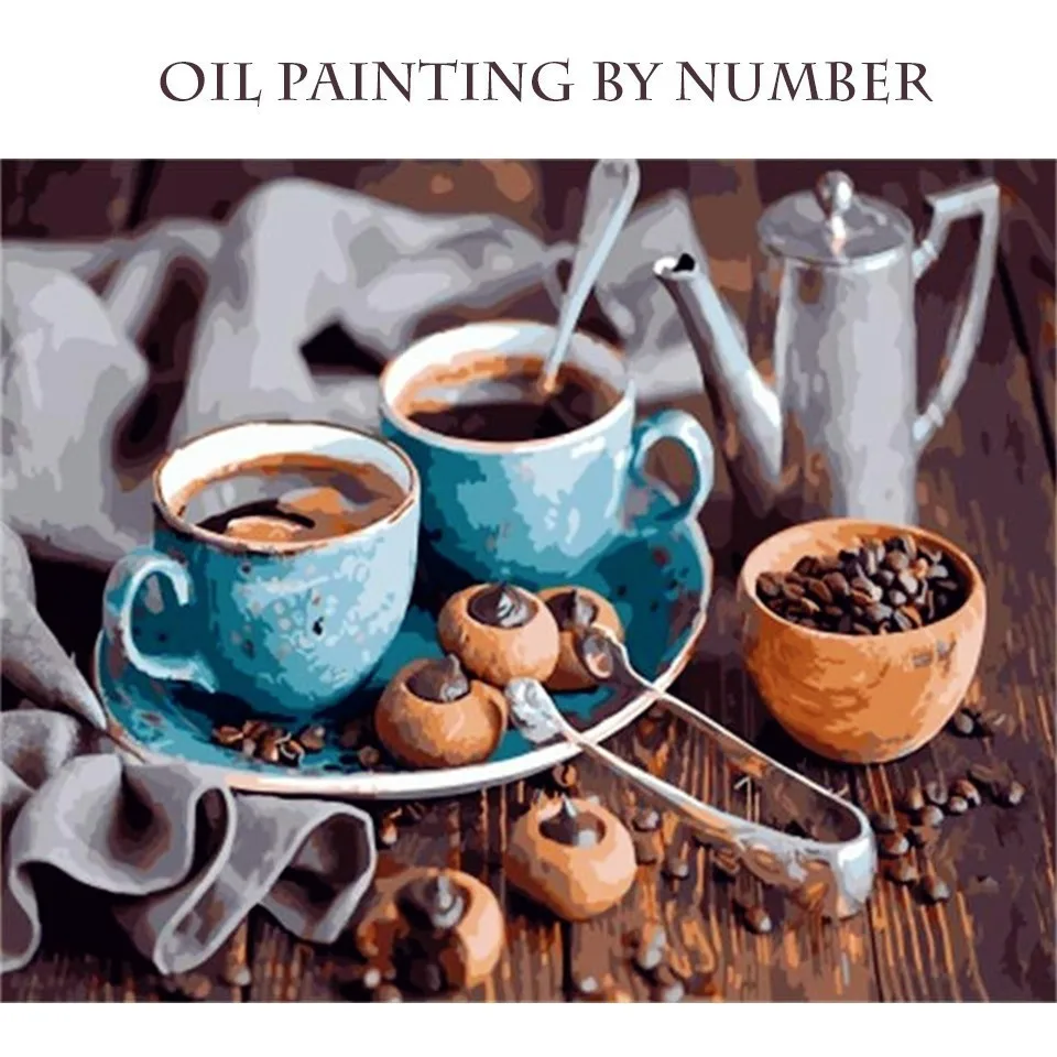 Картина azqsd по номерам кофейный торт DIY современный дом настенные ...