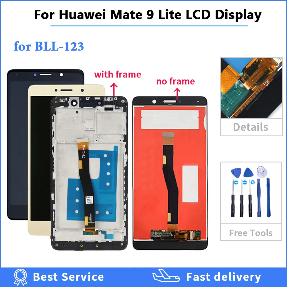 ЖК дисплей 5 дюйма для Huawei Mate 9 Lite сенсорный экран Honor 6X дигитайзер в сборе рамка с