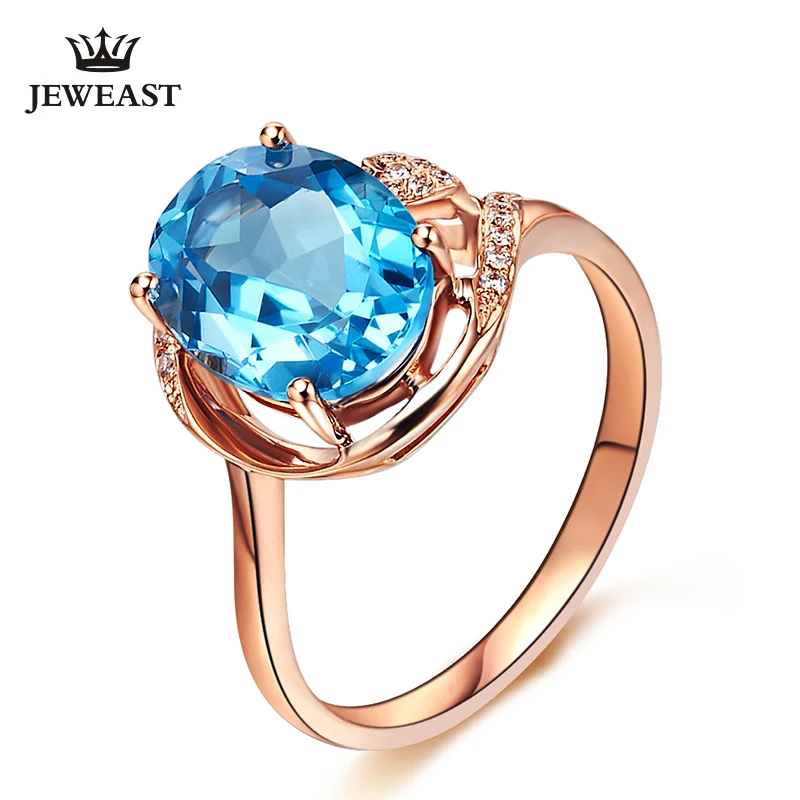 

Natural topaz 18K Pure Gold 2019 New Hot Selling Top Ring Women Heart Shape Ring For Ladies Woman Genuine Jewelry