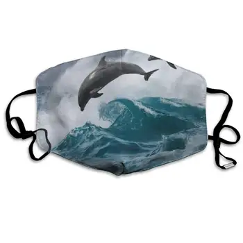 

Face Mask Ocean Two Dolphins Custom Personalized Cycling Half Face Earloop Nose Mask For Woman