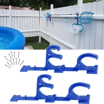 

2pcs Hangers+12pcs Screws Triple Hook Pool Storage Hangers With Mounting Screws Swimming Pool Cleaning Accessories ABS Plastic