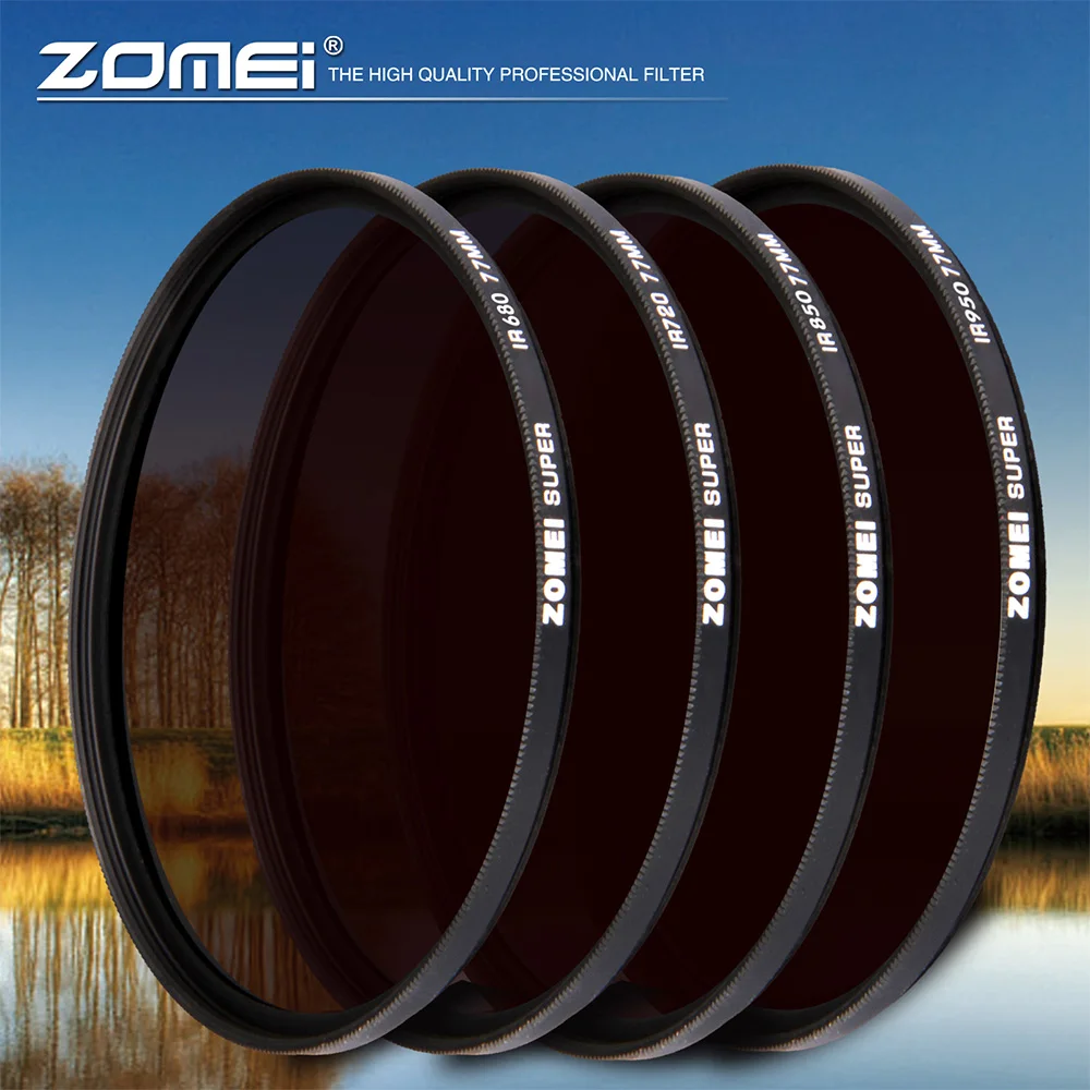 Zomei инфракрасный ИК фильтр 680nm 720nm 760nm 850nm 950nm ИК-фильтр с ультратонкой оправой 37 мм УФ-фильтр 49 мм 52 мм 58 мм 67 мм 72 мм до 82 мм для цифровых однообъективных зеркальных камер и однообъективных зеркальных фотоаппаратов