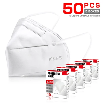 

5-layers face mask 50pcs Respirator Disposable Dustproof Anti-fog And Breathable Face Masks Adult Safety face mouth mask