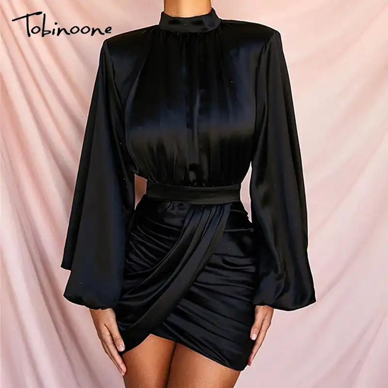 vestido preto festa manga longa