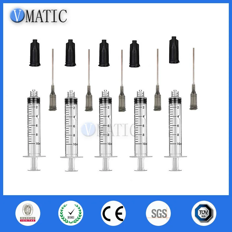 Free Shipping Non Sterilized 5Pcs Dispensing Syringes Luer Lock 10ml/cc With Needle 16G Inch & Stoppers | Обустройство дома