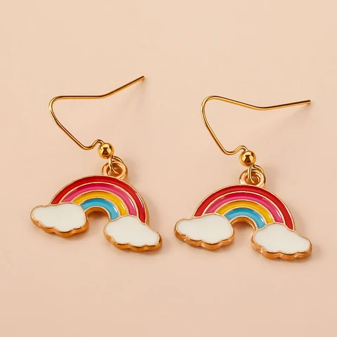 Pair Rainbow Drop Earrings for Women 2021 Trend Fashion multicolor Small Hoop Earrings Jewelry Women's Gifts