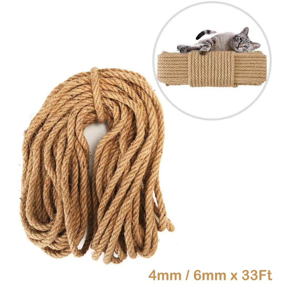 

Cat Sisal Rope Natural Twine for Scratching Post Tree Replacement - Hemp Rope for Repairing, Recovering or DIY Scratcher 6mm
