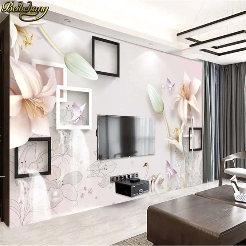 

Фотообои beibehang 3D для гостиной, спальни, столовой, зеленые, белые фотообои, домашний декор, настенные бумажные полы