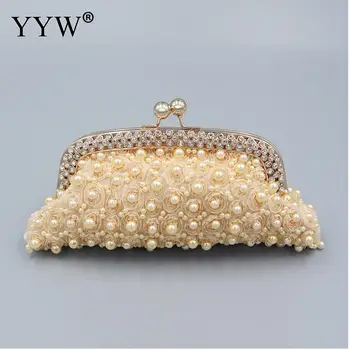 

Plastic Pearl Bridal Clutch Evening Bags Women Champagne Wedding Party Dumpling Clutch Purse With Chain handbags Pochette Femme