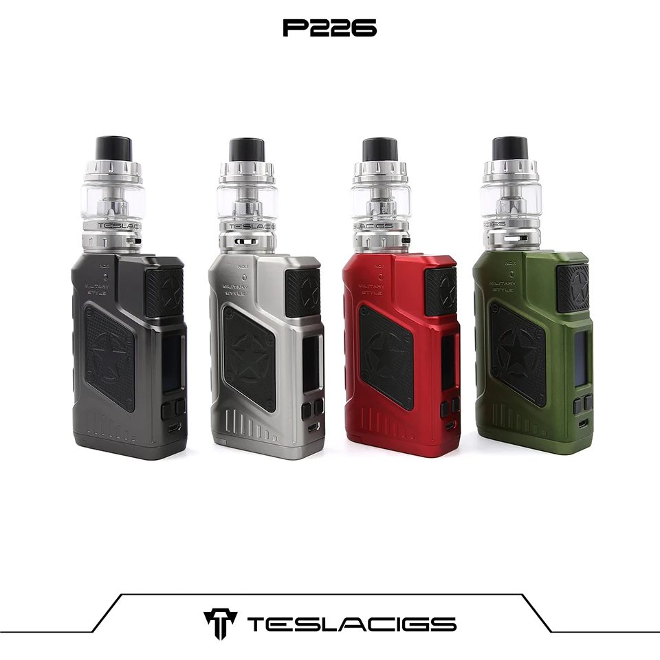 Original TESLA P226 Miltary Style vape kit 220w with 096inch OLED Screen Box Mod Temperature Control mode Electronic Cigarette (22)