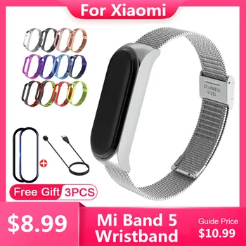 

Strap For Xiaomi Mi Band 5 Fashion Strap Metal Stainless Steel For Mi Band5 Strap Compatible Bracelet For Miband 5 Wristbands