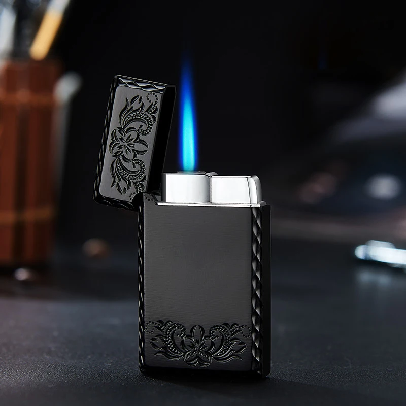 

Metal Butane gas Lighter windproof Square Side Slip Wheel Mini Lighters Firestone Loud Cigar Smoking Lighters Gadgets For Men