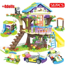 587 шт., конструктор Ctiy Girl Tree House, Legoing Friends, Тайная хижина, фигурка, картинг, кирпичи, подарок, развивающие игрушки для девочек(China)